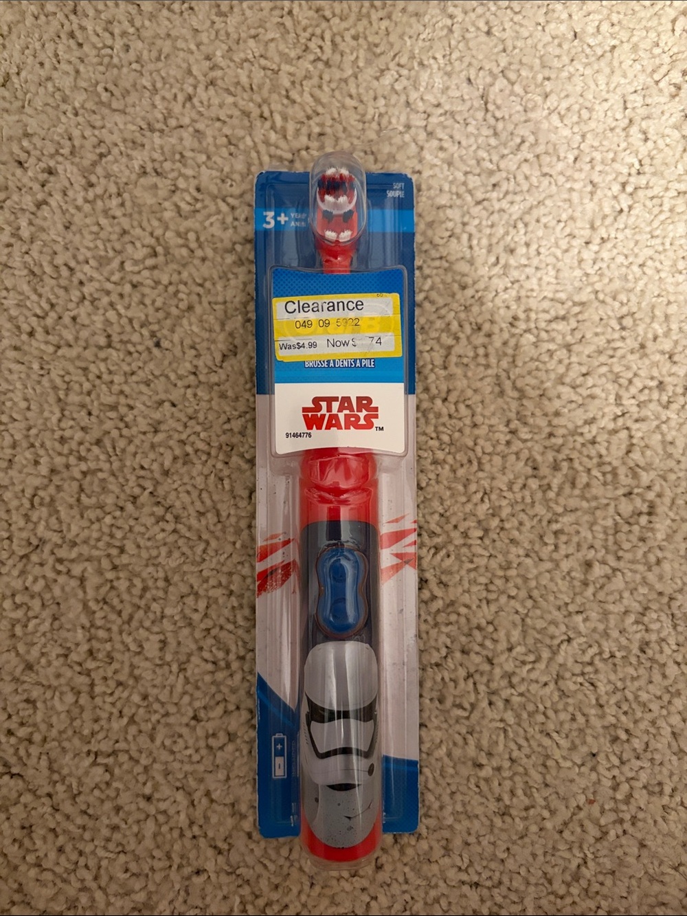 Star Wars Red and Blue Kids Electric Toothbrush with Stormtrooper Art